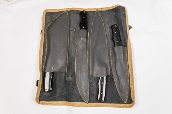 4-Piece Black Knife Set with Knife Roll - Image 6