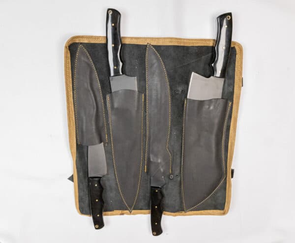 4-Piece Black Knife Set with Knife Roll - Image 7