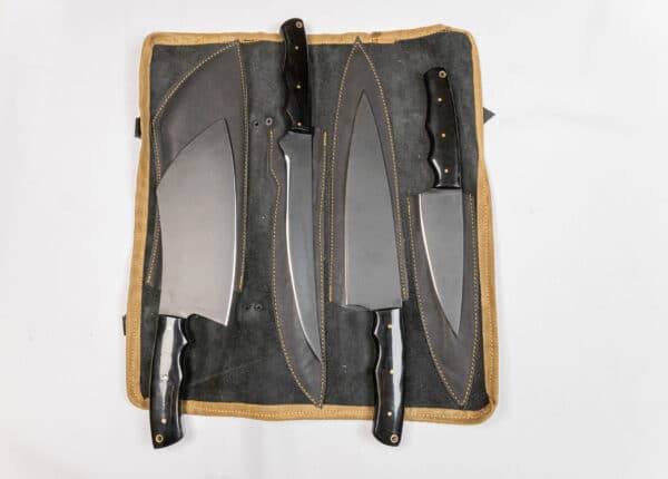4-Piece Black Knife Set with Knife Roll - Image 8
