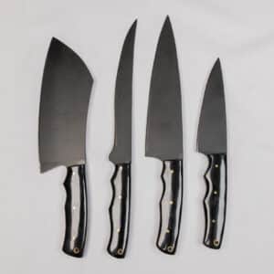 4-Piece Black Knife Set with Knife Roll