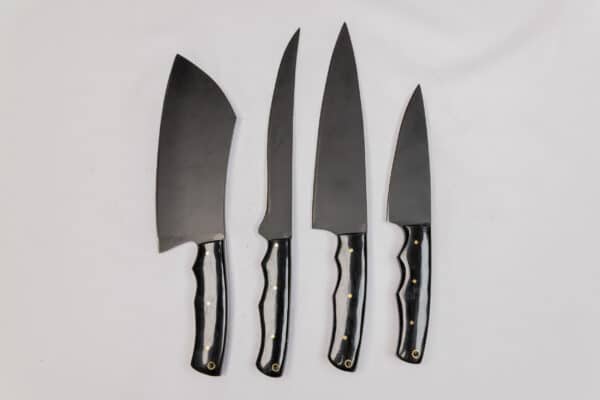 4-Piece Black Knife Set with Knife Roll