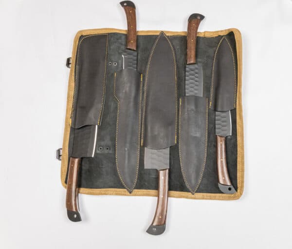 5-Piece Black Knife Set with Knife Roll - Image 7