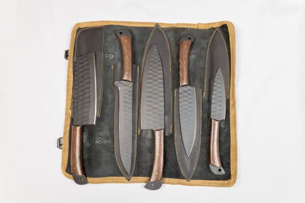 5-Piece Black Knife Set with Knife Roll - Image 8
