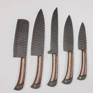 5-Piece Black Knife Set with Knife Roll